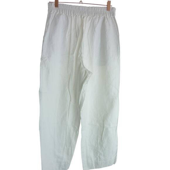 NWT Madewell Pull-On Straight Crop Pant Linen Blend White Pants 2 - Picture 3 of 6